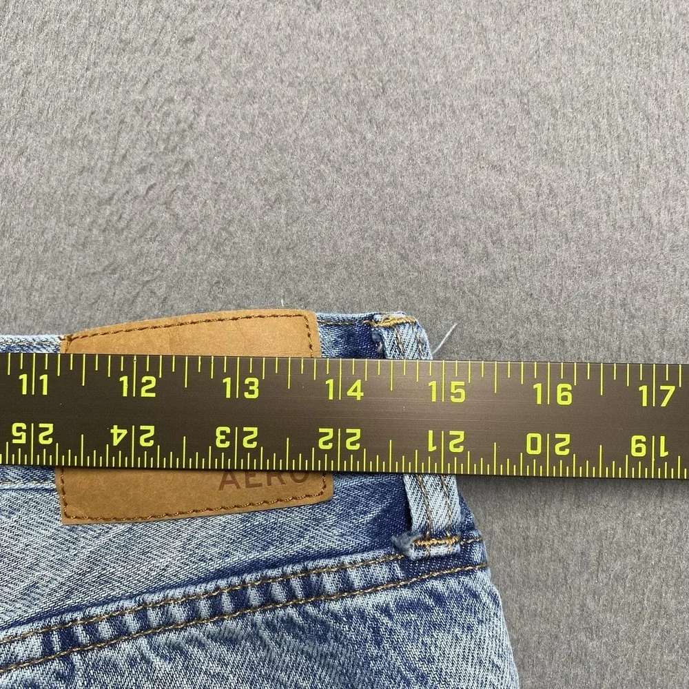 Aeropostale Jeans Juniors 2 Blue Boyfriend Flare‎ Distressed Acid Wash Denim